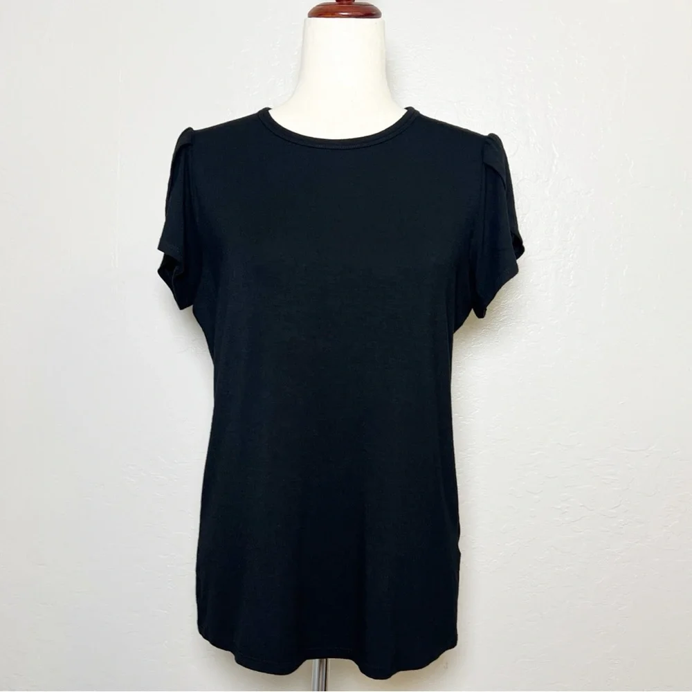 •SWING CONTROL• Petal Sleeve Jersey Knit Top in Black Size‎ S Golf Athleisure - Picture 2 of 12